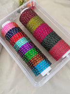 Luxurious Sqaure Cut & River Drop Kada Design Glass Bangle Box - 074