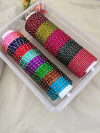 Luxurious Sqaure Cut & River Drop Kada Design Glass Bangle Box - 074